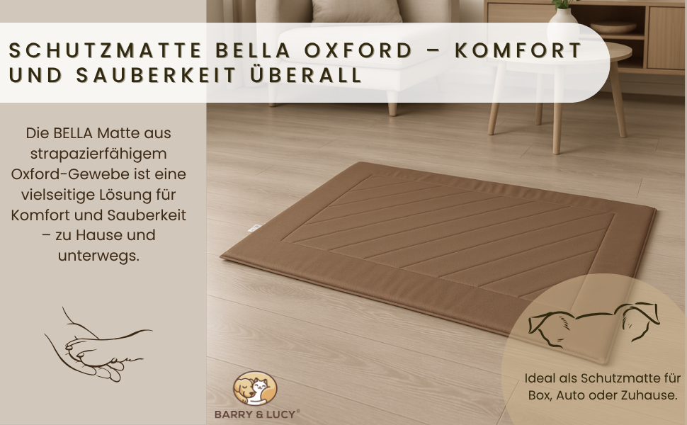 Килимок для собак BARRY & LUCY: лежанка, килимок в авто, килимок для годування. Легкий догляд, водонепроникний, штучна шкіра (55x75/75x55, чорний)