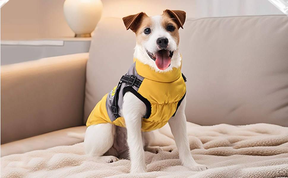 Зимовий одяг для собак, тепла куртка для тварин, водонепроникний та вітронепроникний жилет з бавовни з світловідбиваючими елементами, блискавкою (колір кава, розмір L)