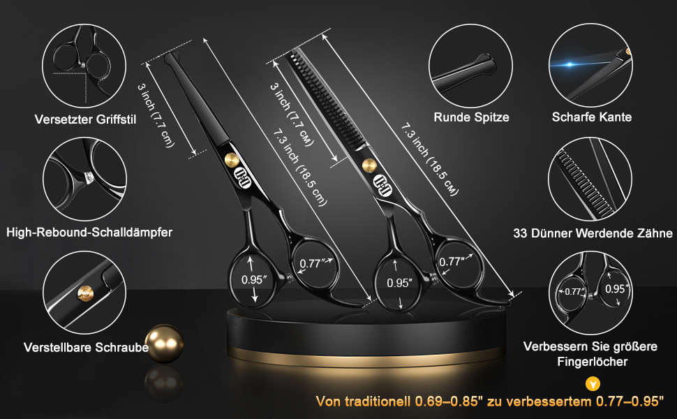 Набір професійних ножиць для грумінгу собак CIICII 10-в-1: безпечні, з різними типами лез для собак та котів