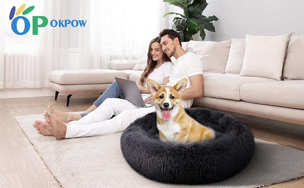 Лежанка для собаки OKPOW Пухнастий пончик для великих собак