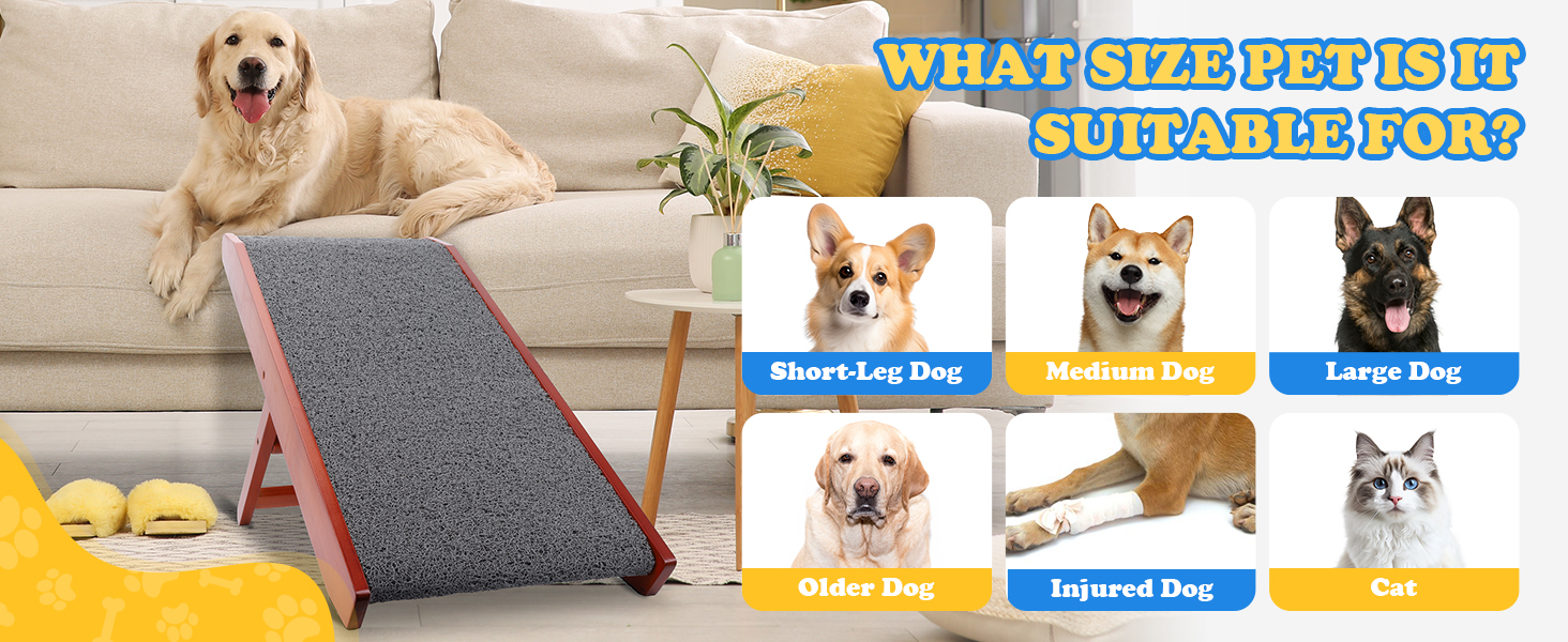 Рампа для собак Hunderampe - регульована, 34-61,5 см, з покриттям, що миється, з берези. Складана, антиковзка, для маленьких та великих собак (XL)