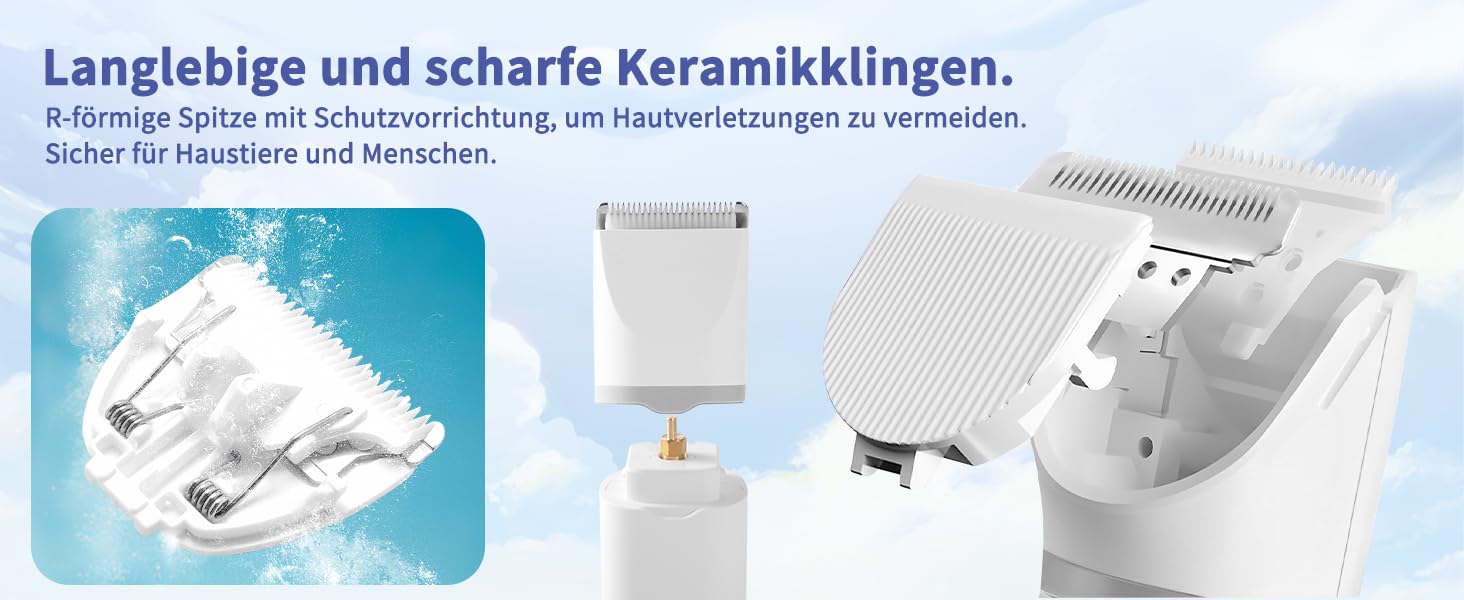 Airminti 4-в-1 Безшумна машинка для стрижки шерсті котів, USB-зарядка, 4 змінні насадки, машинка для собак, для догляду за очима/вухами/лапами/нігтями (Блакитна)