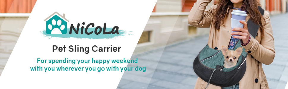 Сумка-слінг для собак NiCoLa: переноска для цуценят, чихуахуа, пуделів, бішон фрізе та котів. Ідеально для прогулянок, подорожей та відвідування ветеринара. Колір: сірий/чорний