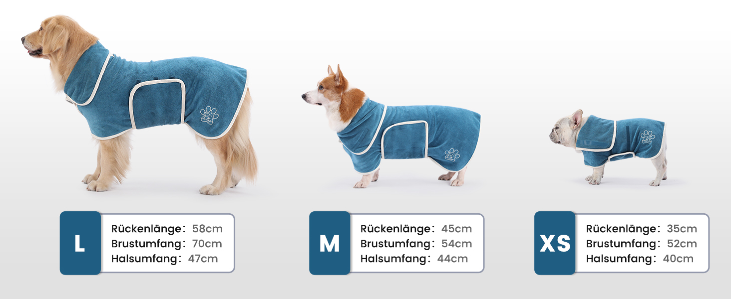 Рушник для собак PETTOM, блакитний, розмір M, мікрофібра, з клямками