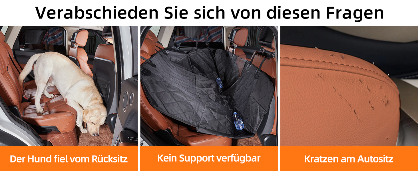 Задній сидіння для собак, жорсткий піддон (132x63,5 см), вантажопідйомність 40 кг, неслизька тканина Oxford для SUV/Kombi/Pick-up (Чорний)