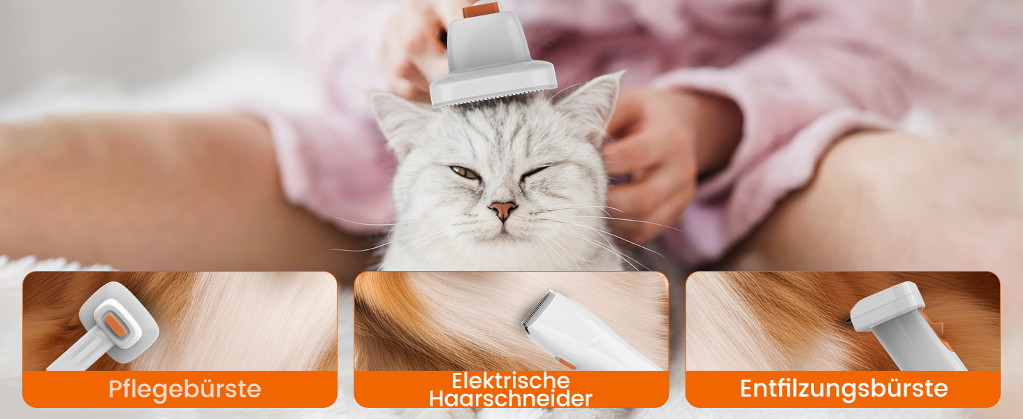 Машина для стрижки собак AIRROBO з пилососом 12000 Pa, щітка для видалення шерсті для собак і котів, тиха машинка для стрижки собак з інструментами для догляду, контейнер для пилу 1.4L, PG10 Білий