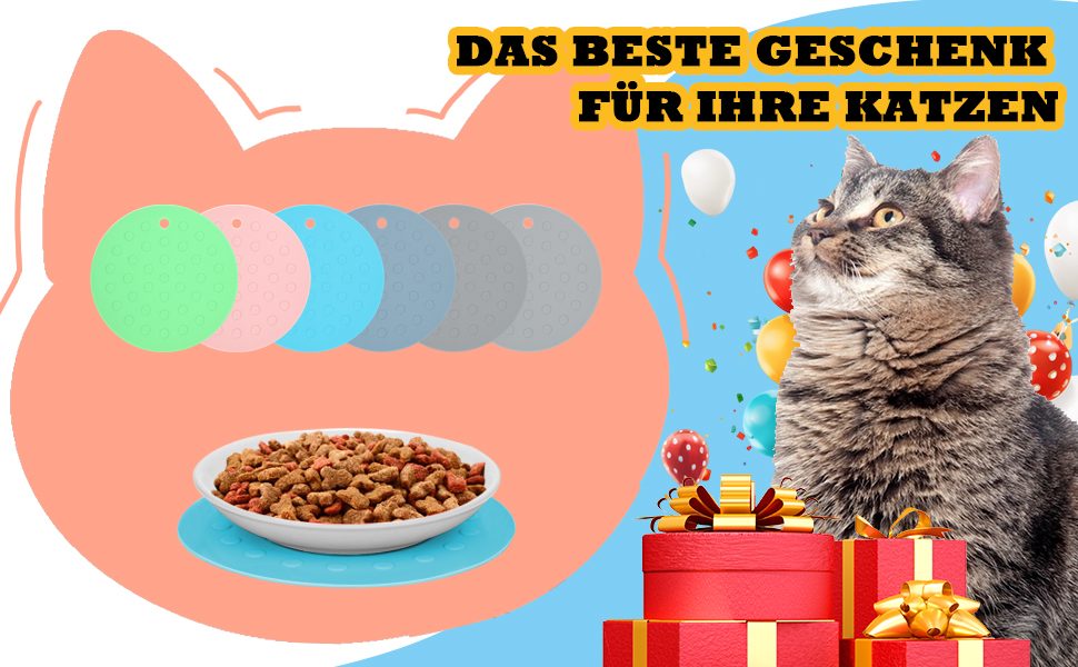 Набір мисок для котів з кераміки (3 шт.) з антиковзними килимками - Katzennapf