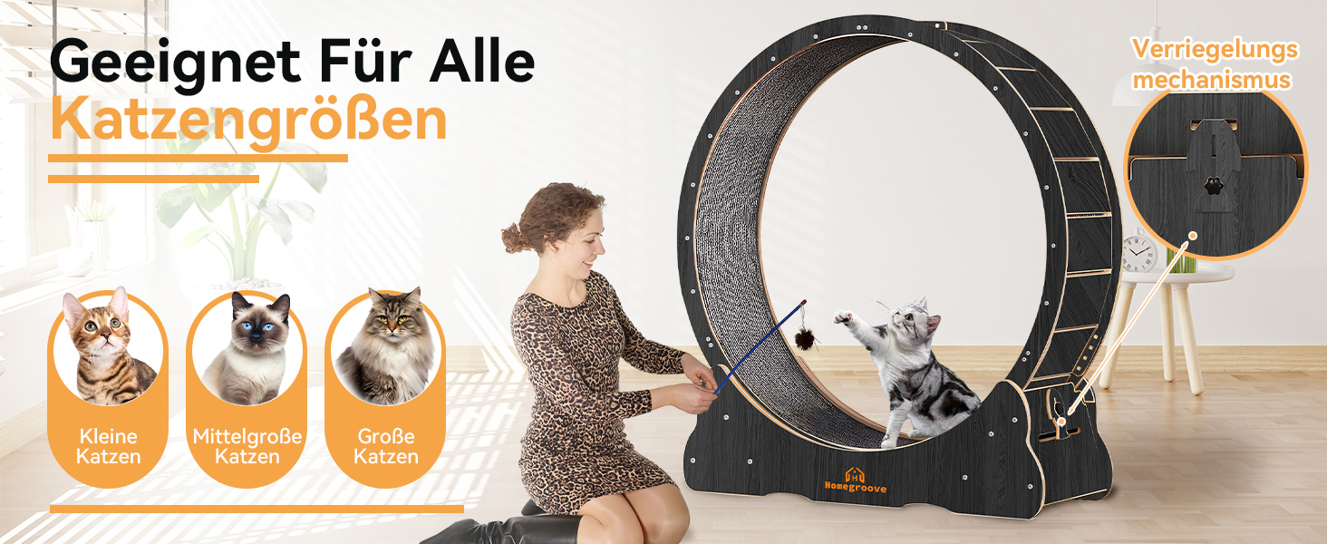 Катання для котів Homegroove, 113 см, XL: бігове колесо для дому, для зниження ваги та здоров'я котів