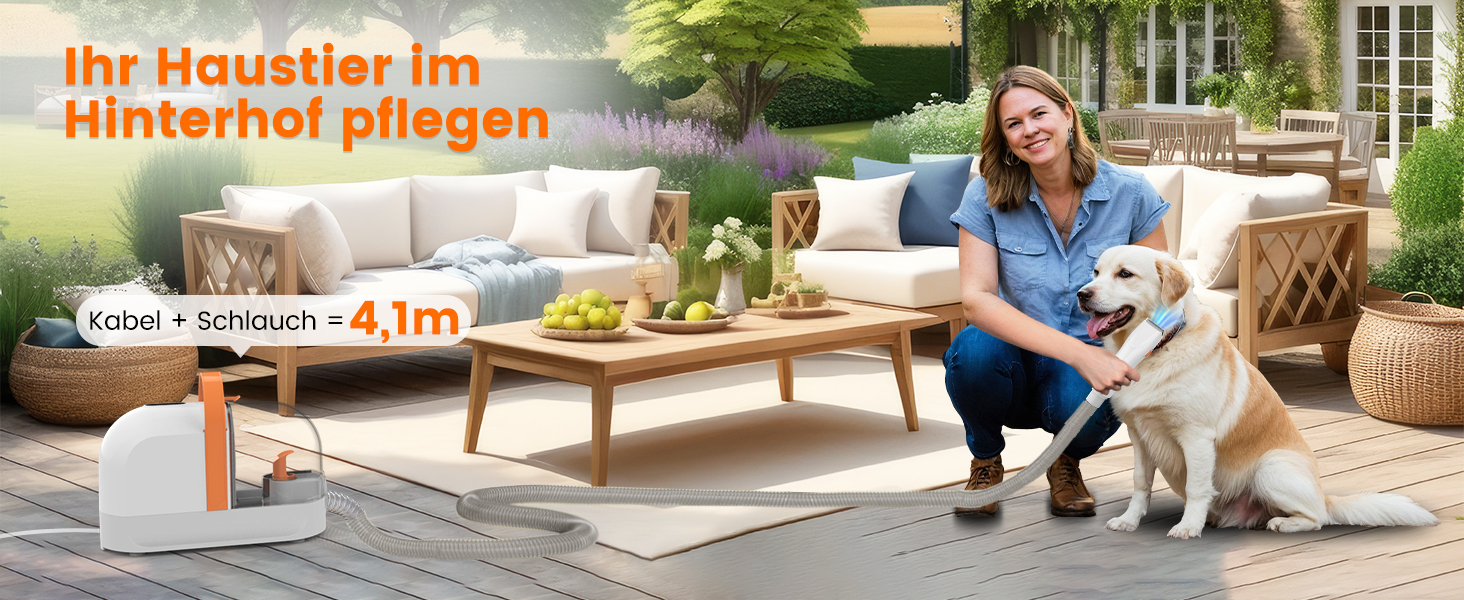 Машина для стрижки собак AIRROBO з пилососом 12000 Pa, щітка для видалення шерсті для собак і котів, тиха машинка для стрижки собак з інструментами для догляду, контейнер для пилу 1.4L, PG10 Білий