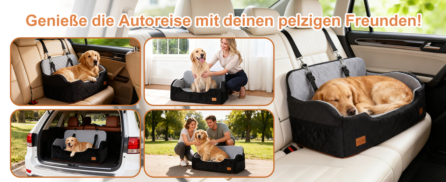 Автокрісло для собак середніх порід до 22,7 кг: безпечне, зручне, з кріпленням та антиковзким покриттям (70x60x45CM, 80x50x23CM)