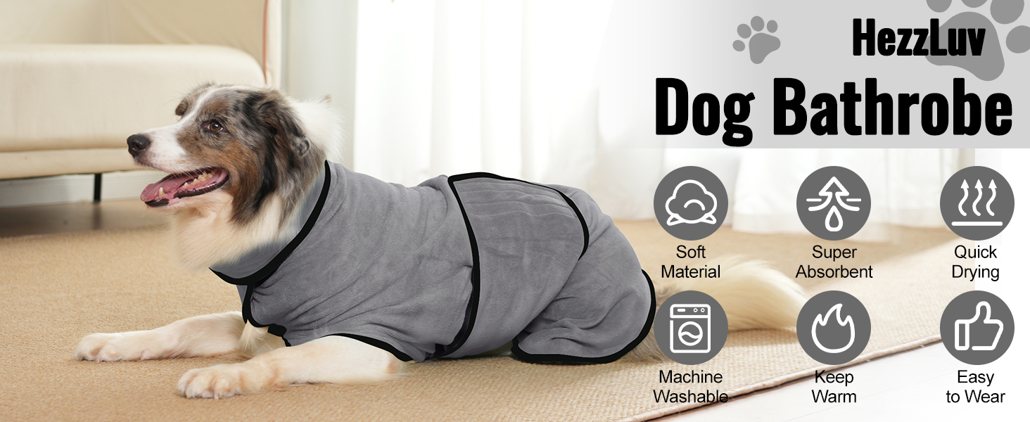 Рушник для собак HezzLuv: ультрапоглинаючий, з мікрофібри, для швидкого висушування, сірий
