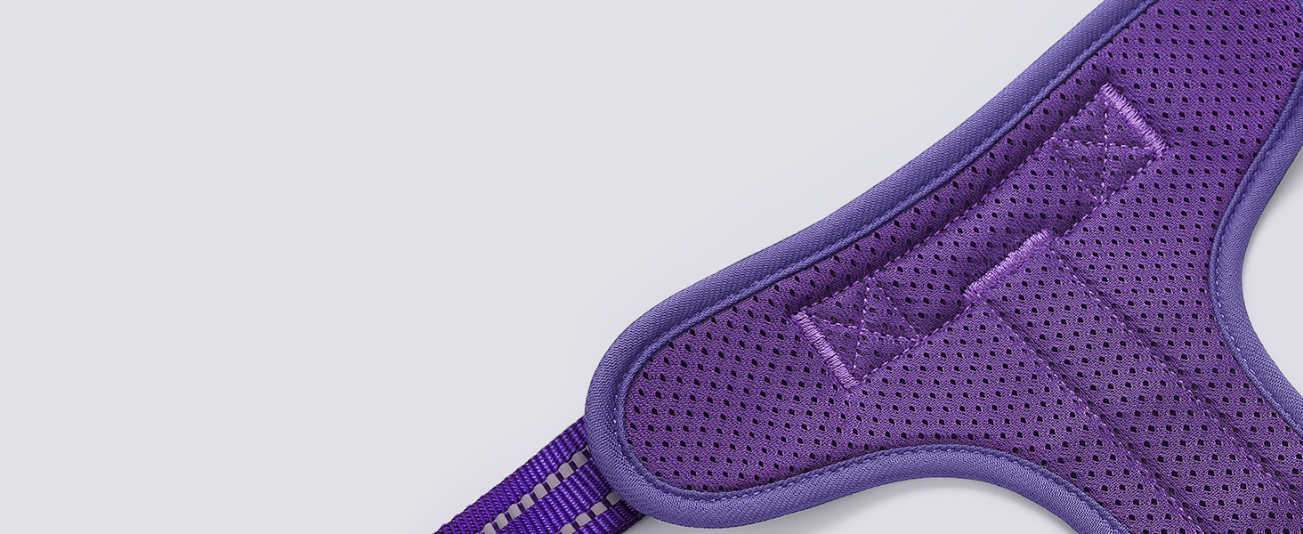 Нагрудник для собак Rabbitgoo середнього розміру, анти-тяга, регульований з ручкою, міцний, тактичний, з металевими пряжками для прогулянок (M, фіолетовий)