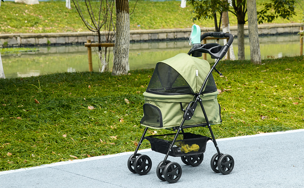 Візок для собак PawHut - Buggy для маленьких собак та котів, складний, 67 x 45 x 96 см, темно-зелений