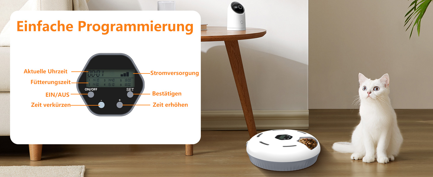 Автомат для годування котів Lafisun, 6 порцій, з охолодженням, програмований таймер, для вологого корму
