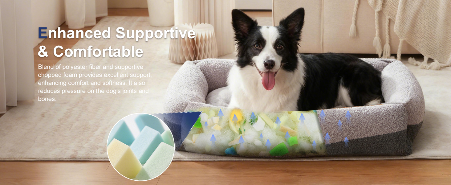 Крісло-лежанка для собак великих порід, XXL, світло-сіре, 106x76x20 см, знімний чохол, неслизьке, з підковою для шиї