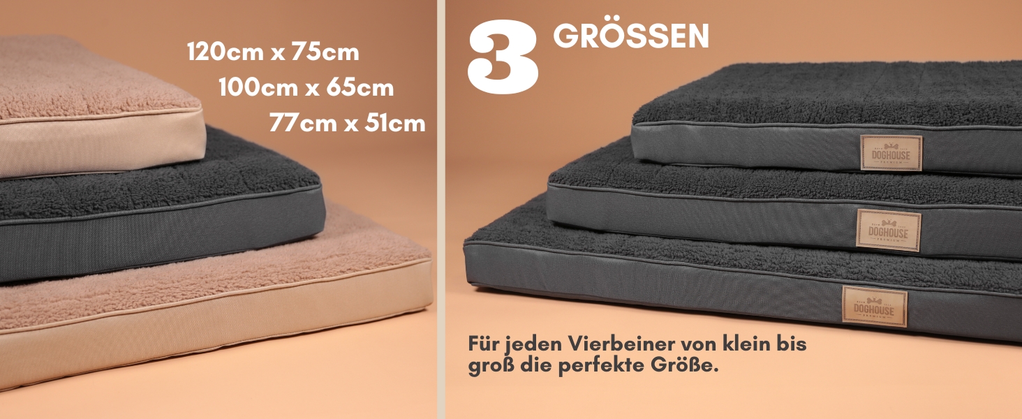 Килимок для собак середніх порід 100x65x9 см, м'який, миючий, бежевий