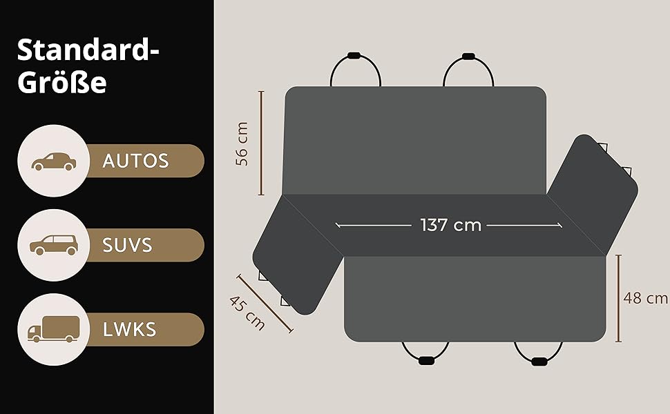 Автомобільна захисна накидка для собак 3-в-1 - захист заднього сидіння, багажника та гамак для собак. Нековзна, стійка до подряпин, водонепроникна. Розмір: 56 x 45 x 137 x 48 см