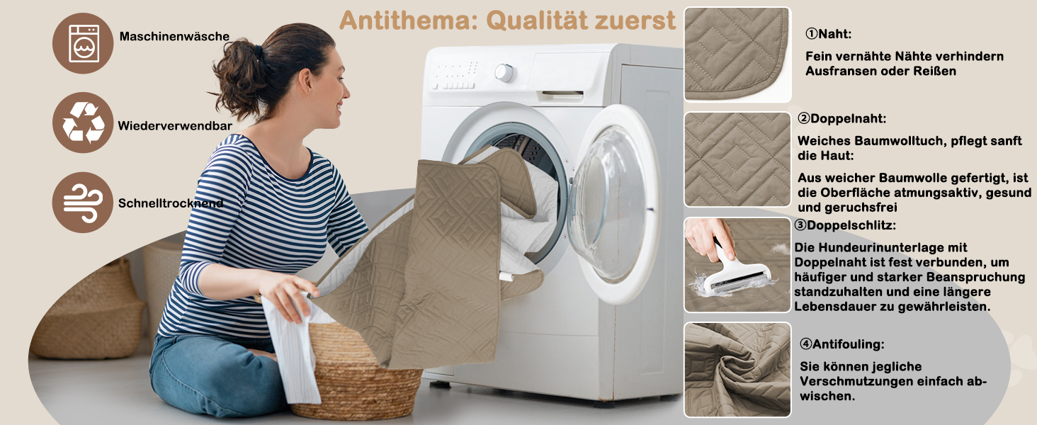 Водонепроникний килимок для собак Gyuro, двосторонній, міцний, для дивану та ліжка, миючий, для собак та котів (Темно-хакі + Хакі, 208*208 см)