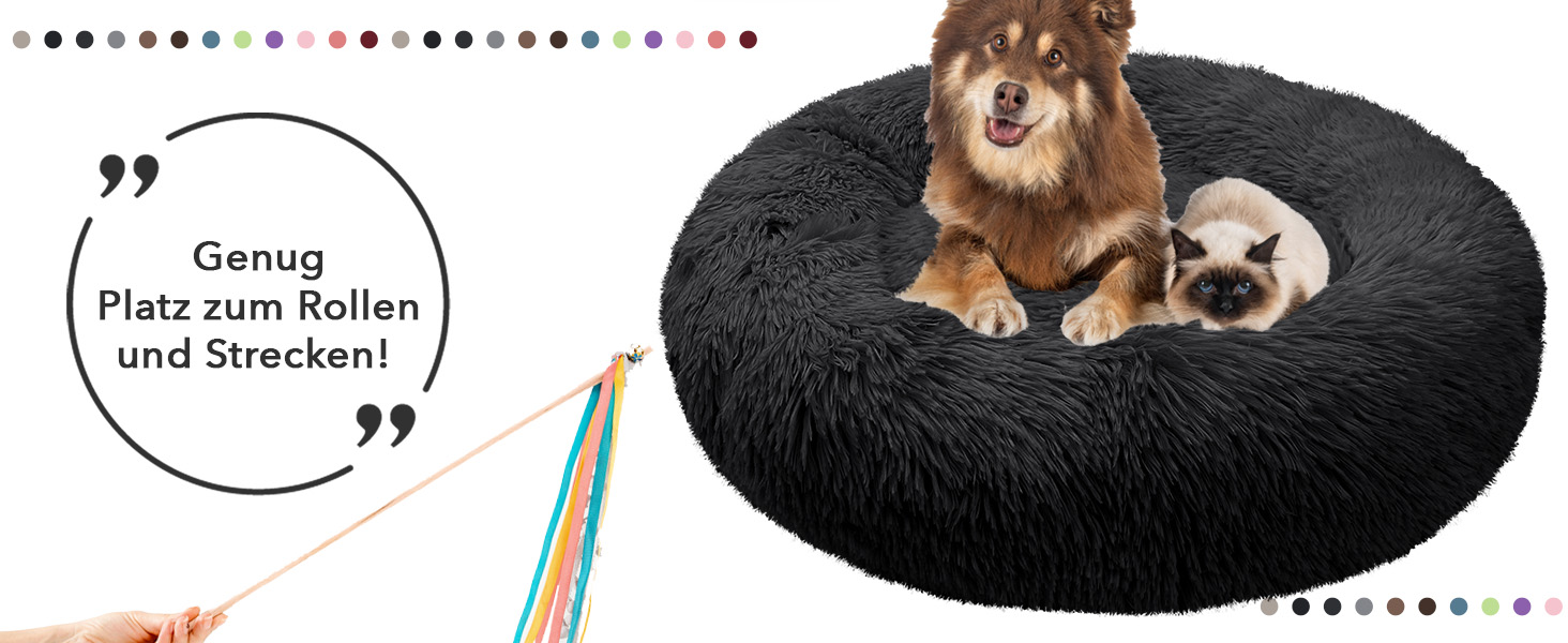 Кругла подушка-лежанка для собак середніх порід, 70 см, плюшева, знятний чохол, чорна