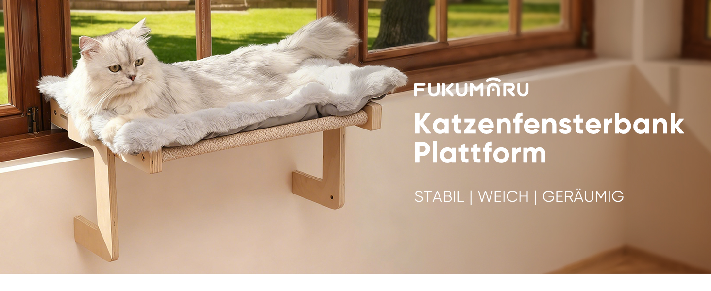 Котяча гамак FUKUMARU для вікна та підлоги, міцна конструкція, легко збирається (Сірий з м'яким подушкою)