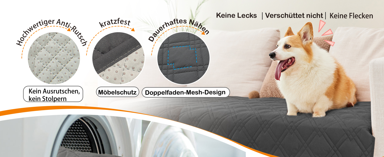 Водонепроникний плед для собак GYURO, великий, миючий, з неслизьким покриттям, захищає меблі (сірий, 235*259 см)