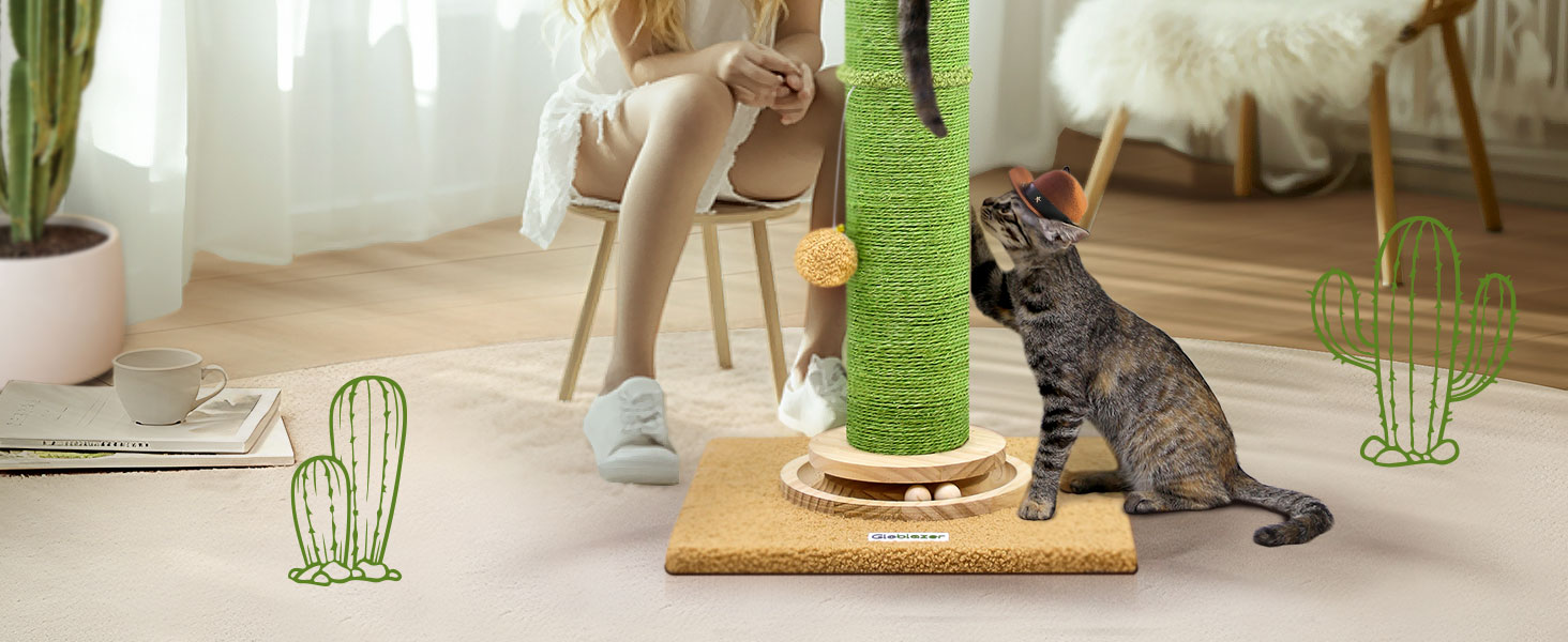 Котячий комплекс Globlazer Kaktus Grun XXL: стійка з сизалю 94 см, іграшки, для великих котів