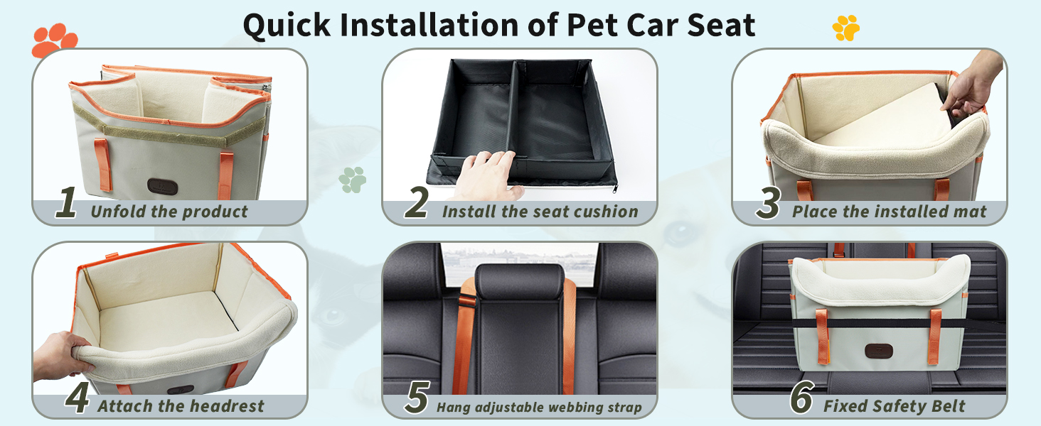 Автокрісло для собак, корзина для собак у машину, водовідштовхувальне, складане з фіксатором, для маленьких собак до 8 кг, на передні та задні сидіння, хакі