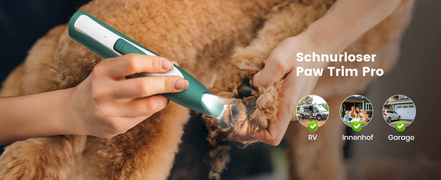 Триммер для собак Oneisall: безшумний, акумуляторний, з LED-підсвічуванням. Ідеально для стрижки подушечок лап, очей, вух та обличчя. Зелений колір