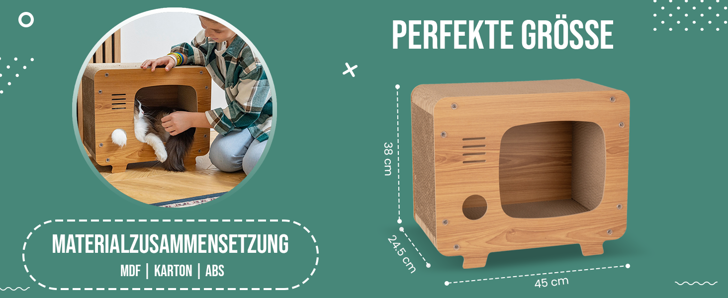 Petsona Кігтеточка для котів з натурального картону - ігровий майданчик, килимок, іграшка для самостійних розваг, 45x38x24,5 см