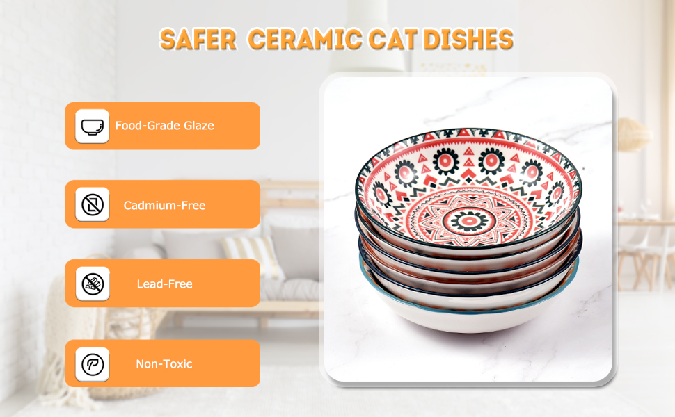 Набір мисок для котів (6 шт.) з кераміки: миски для корму, годівниці, мисочки для води