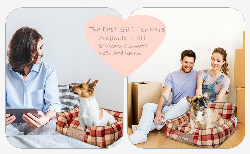 Ортопедичне ліжко для собак PETCUTE, середнього та великого розміру, знімний та миючий чохол, антиковзаюча поверхня, м'яке та комфортне, класичне, червоне