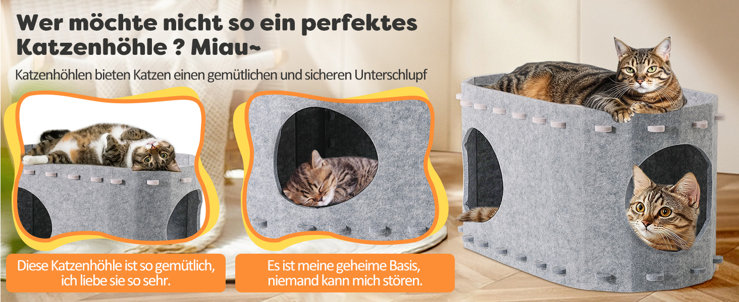 Кігтеточка-будиночок для котів Solview з фетру, сіра, 58x33x30 см