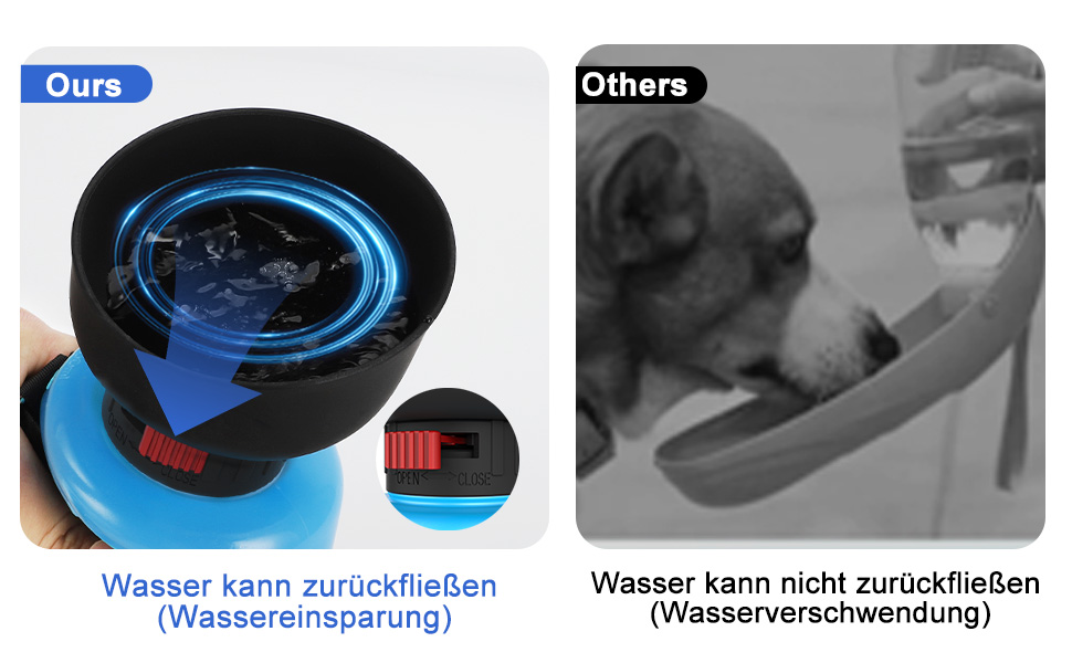 Складана пляшка для води для собак Lesotc 1000 мл, витоку немає, блакитна