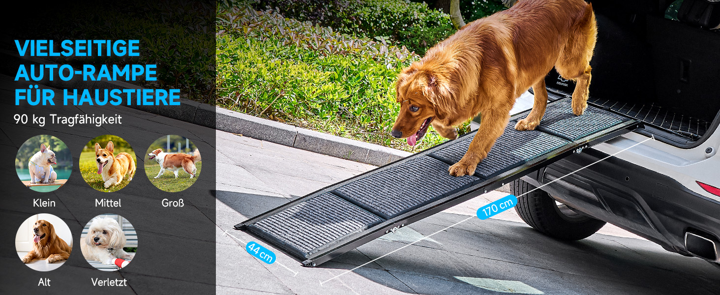 Східці для собак CO-Z, 170 см, розкладні, до 90 кг, з антиковзким покриттям, для всіх автомобілів