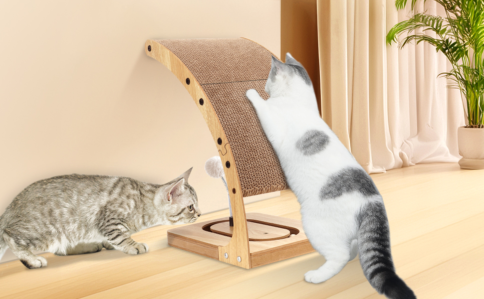 Преміум кігтеточка для котів з міцним матовим каркасом та іграшкою-обертом, вертикальна кігтеточка для дому, знімний картон для котів