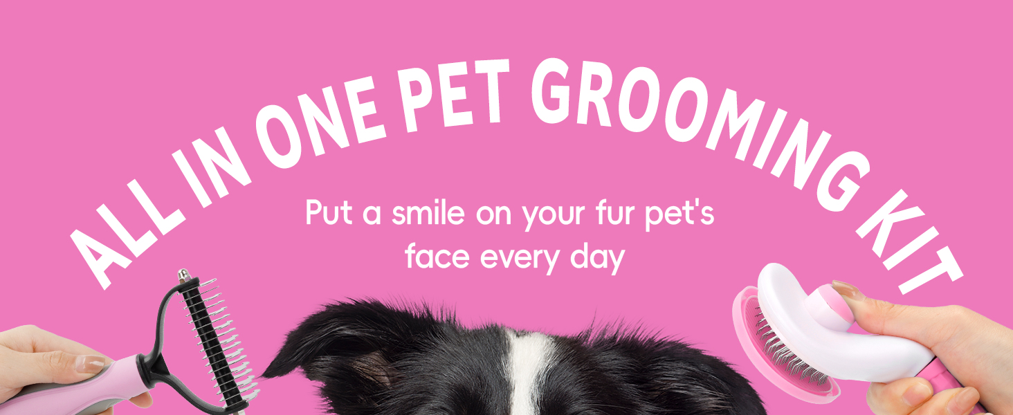 Набір для догляду за домашніми тваринами 10 предметів: щітка для собак проти випадіння шерсті з обрізачем кігтів та тримером, аксесуари для догляду за собаками/кішками, гребінець для видалення ковтунів + аксесуари для купання для всіх тварин
