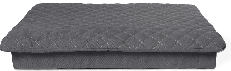 Велике собаче ліжко XXL 120см сірого кольору з знімним топером, стабільне та зручне. Собачий килимок для подорожей, можна прати при 90°C, для великих та середніх собак (XXL 120x80x12см, Антрацитовий сірий)