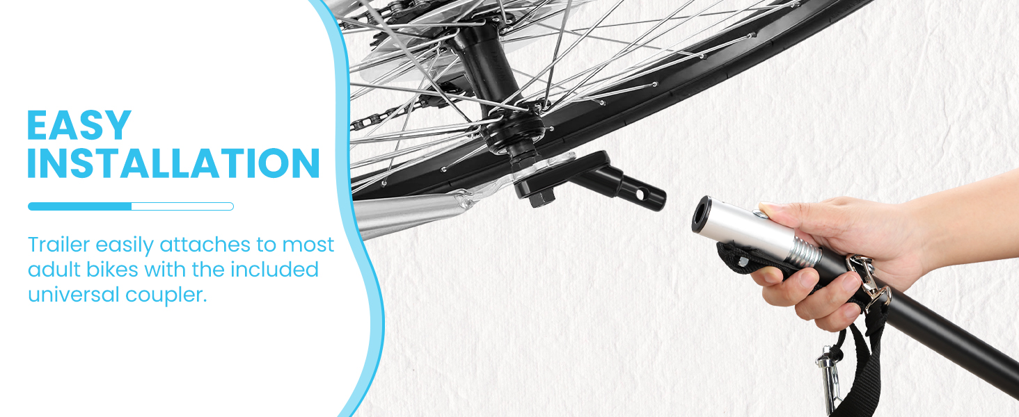 Фаркоп для велосипеда для собак маленьких та середніх порід - до 23 кг, складаний, з швидкознімними колесами, для велопоходів та активного відпочинку (блакитний)