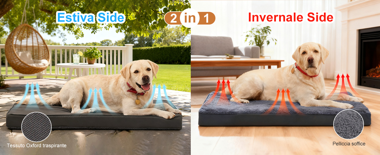 Ортопедичне ліжко для собак на зиму та літо з знімною, пральною наволочкою, 104*68*8 см, сірого кольору