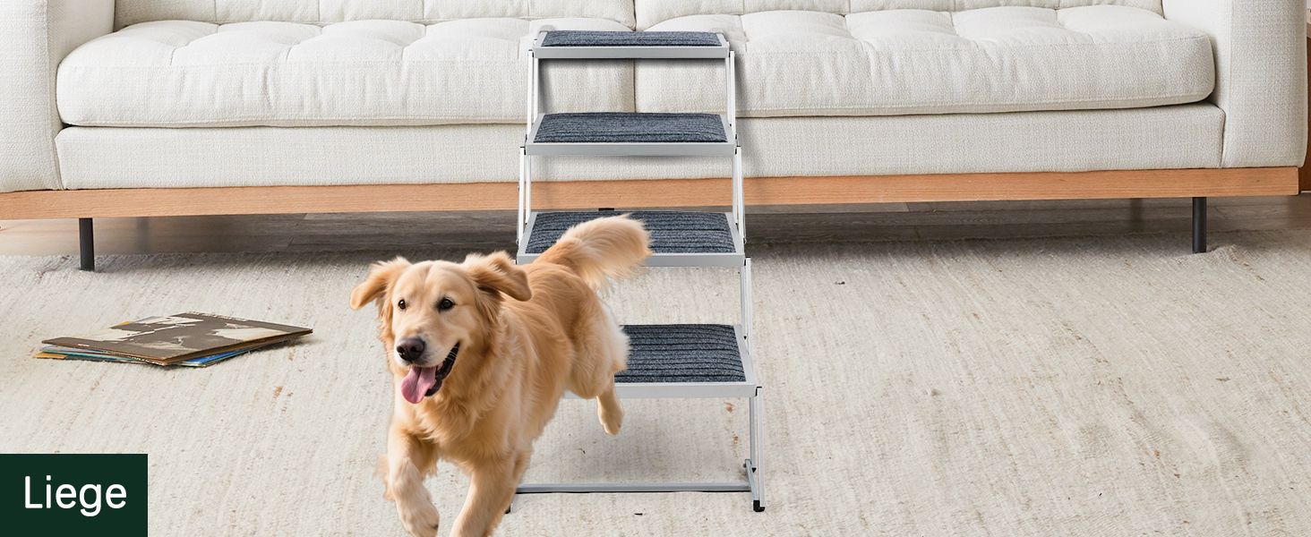 Сходинка для собак у машину з килимком, широка, 4 сходинки, складана, до 100 кг, для вантажівок та SUV