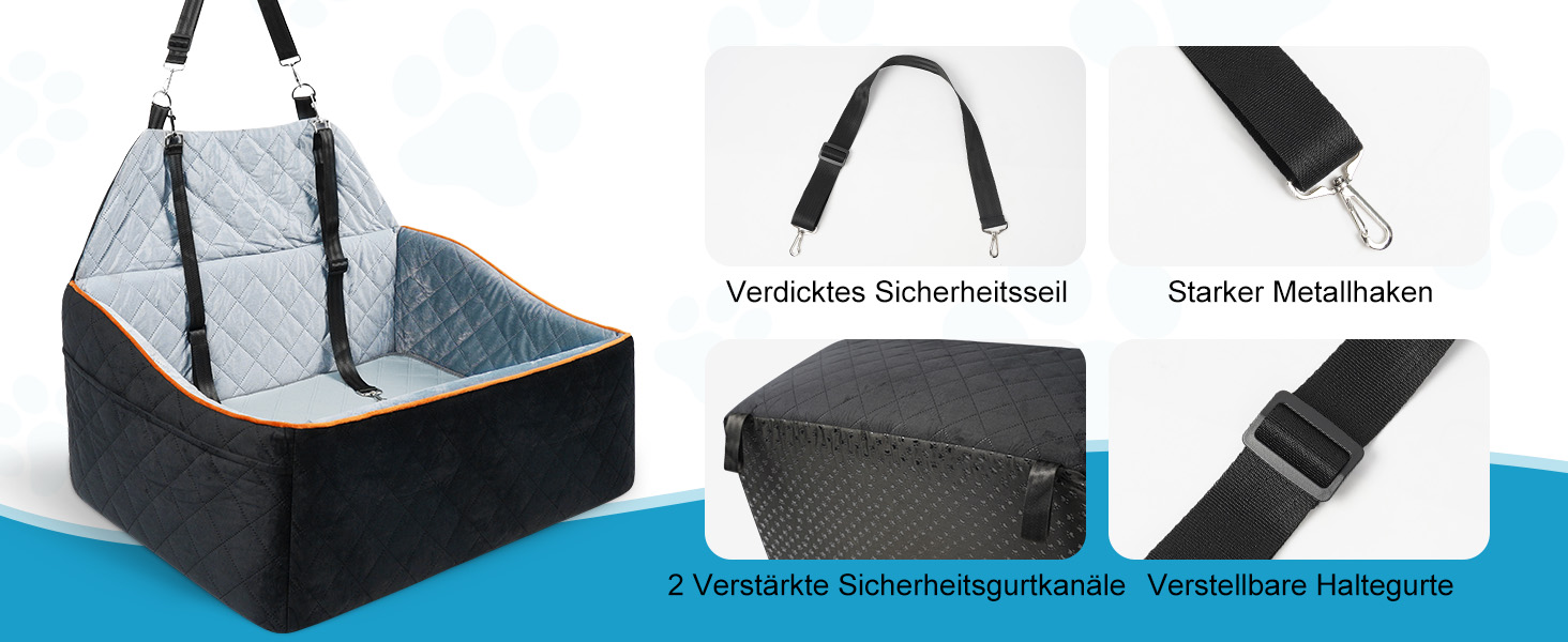 Автокрісло для собак великих та середніх порід до 45 кг, знімне та миється, з безпечними лініями та антиковзною основою для заднього сидіння автомобіля