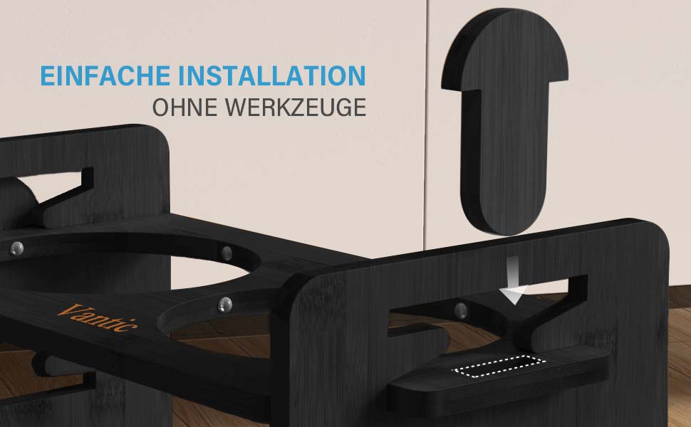 Підвищений годівниця для собак Vantic з підставкою, регульована висота, миска для маленьких собак та котів, міцна годівниця з бамбука з 2 нержавіюними мисками та протиковзкими ніжками (чорний)