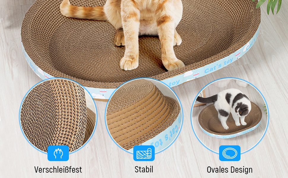 Кігтеточка-ліжко для котів з картону, 53 x 8.5 см