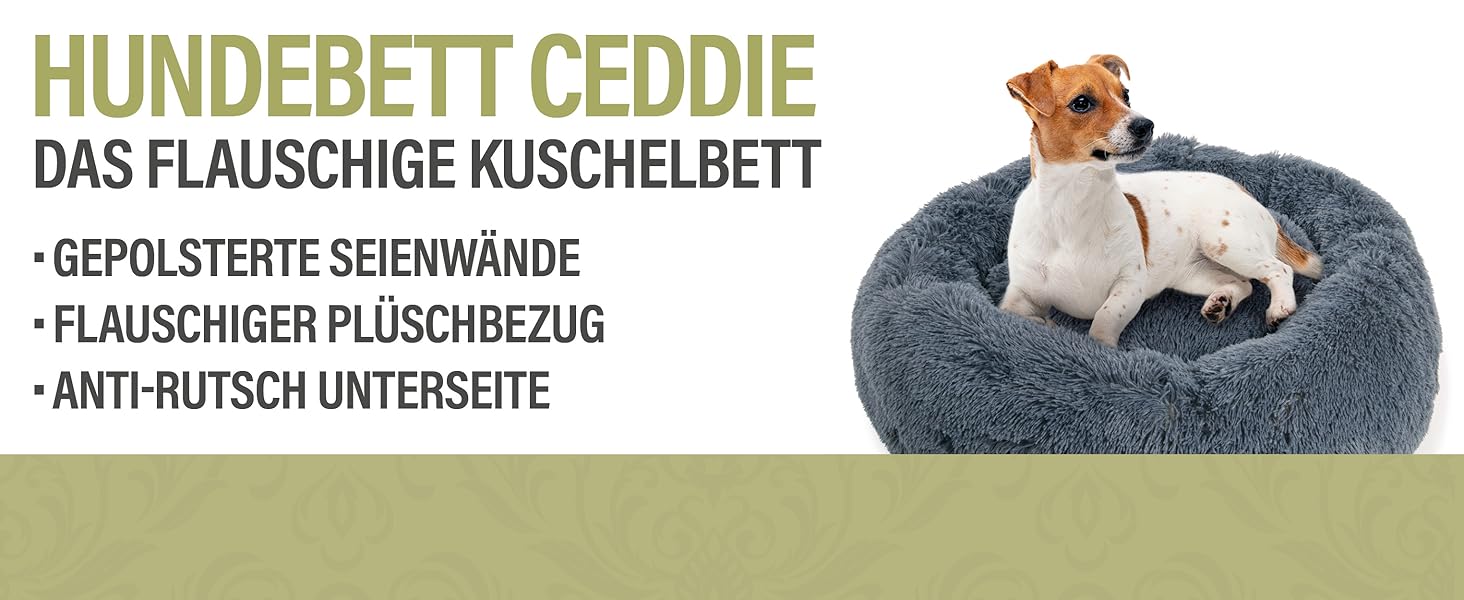 Кругле ліжко для собак Ceddie - м'яке, зручне, темно-сіре, діаметр 100 см