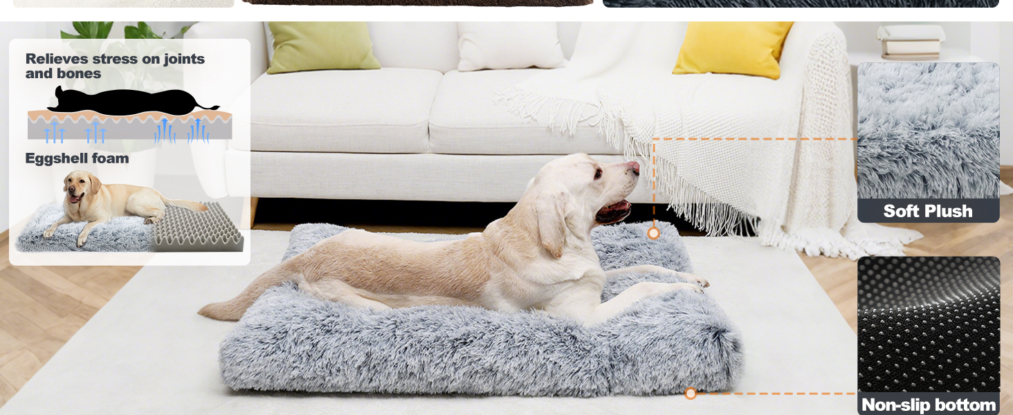 М'яке ліжко для собак, пухнасте килимок, ліжко-матрац для собак, омбре сірий, 75x50x8 см