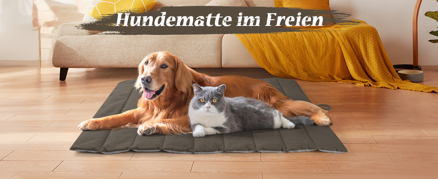 UNIKOME Лежанка для собак на винос: неслизька, антистатична, довговічна. Підходить для середніх та маленьких собак. Лежанка для подорожей, для дому та на вулицю (Коричневий+Сірий, 110*68 см)