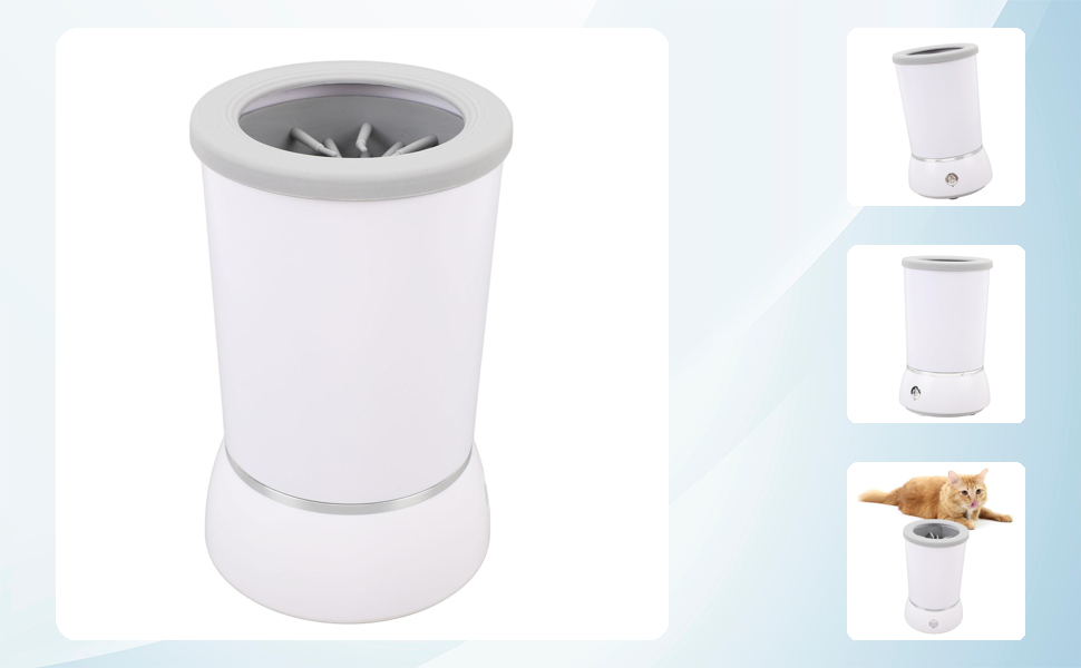 Автоматичний мийник лап для собак Asixxsix, портативний, акумуляторний, з м'якою силіконовою щіткою, для дому та подорожей, білий