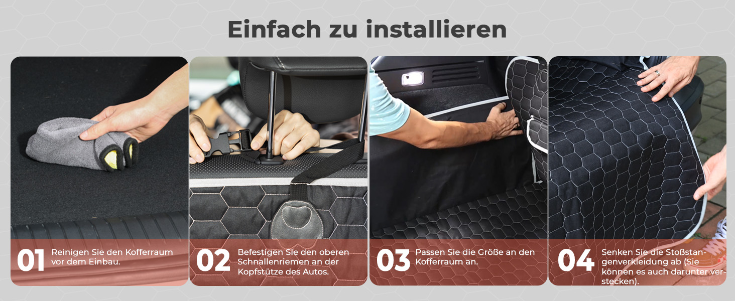 Захист для багажника автомобіля Oasser для собак, 185x103x34 см, універсальний, 600D, з боковим та захистом для краю вантажного отвору, водонепроникний, стійкий до подряпин, неслизький