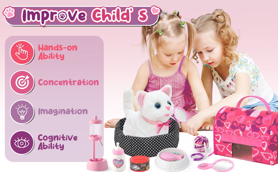 Інтерактивна іграшка Tacobear Katze: електронна котяча іграшка для дітей, ходить, муркоче, махає хвостом. М'яка іграшка, плюшевий котик, подарунок для дівчаток 3-8 років