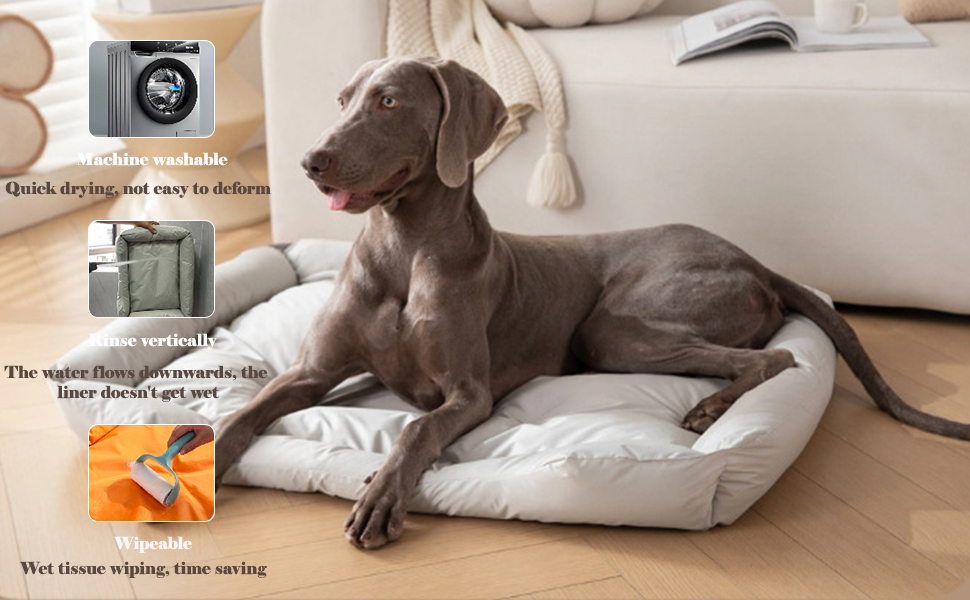 Водонепроникне собаче ліжко M&Catree, прямокутне, миється, м'яке, для собак та котів - темно-сірий (Basic), розмір L: 50*60*7 см